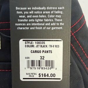 True Religion Jet Black Cargo Pants with Red Stitching super soft
